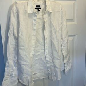 J. Crew Baird McNutt Irish Linen Button Up Shirt White Women's Size 4